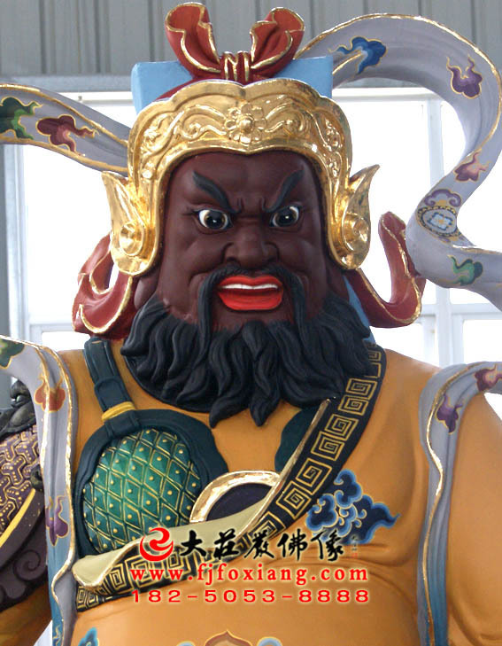 彩繪描金財神趙公明塑像