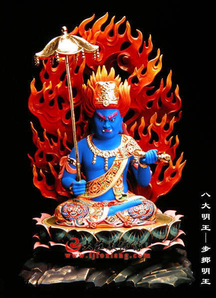 八大明王之步擲明王-木雕彩繪密宗佛像 八大明王之步擲明王-木雕彩繪密宗佛像