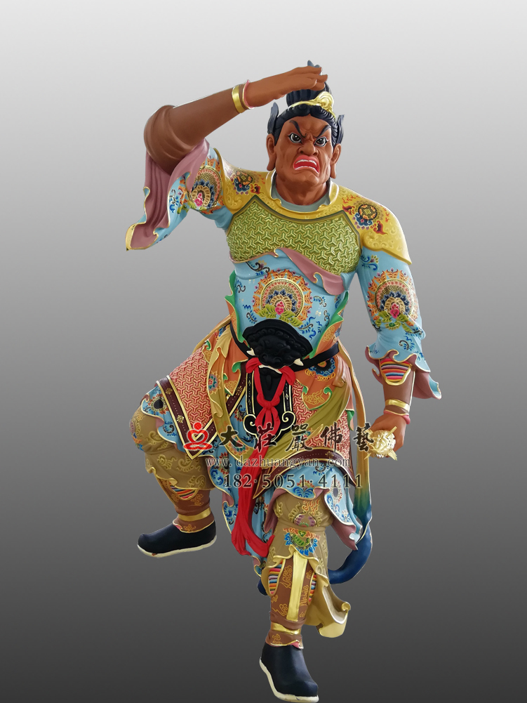 銅雕彩繪四大天王之八大眷屬