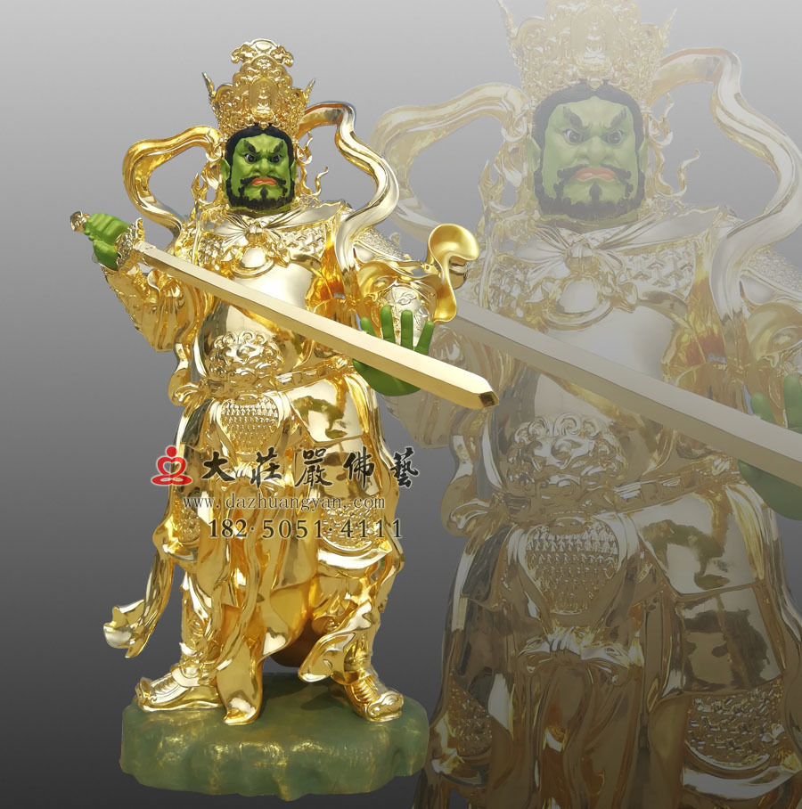 銅雕四大天王之貼金南方增長天王 銅雕四大天王之貼金南方增長天王